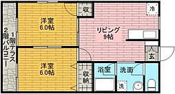 ベルフローラふじみ野 2LDKの間取図画像