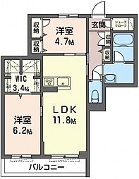 BEREOふじみ野B 2LDKの間取図画像