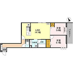 川越市砂新田3丁目アパート 2LDKの間取図画像