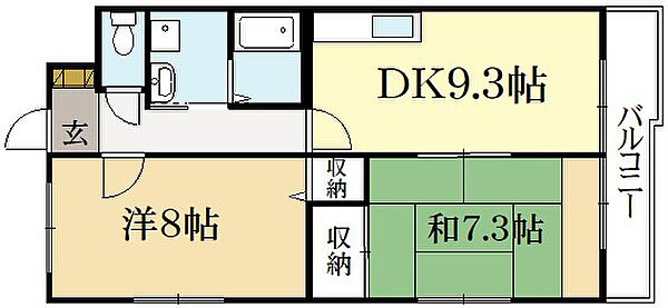 アクティブ水垣 ｜京都府京都市北区西賀茂水垣町(賃貸マンション2DK・3階・56.10㎡)の写真 その2