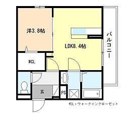 メルベーユドゥ 2階1LDKの間取り