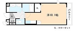 エアリーイースト 1Kの間取図画像