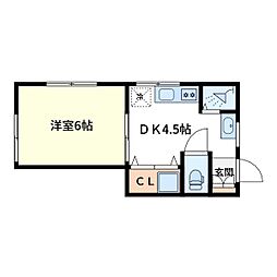 コーポ立山A 1DKの間取図画像