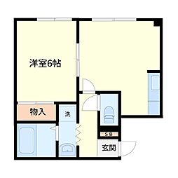 ガーデンマツイ 1DKの間取図画像