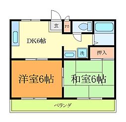ベイブリッヂエントランス内海 2DKの間取図画像