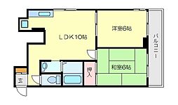 第七むさしマンション 2DKの間取図画像