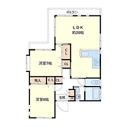 アロハマイ 2LDKの間取図画像
