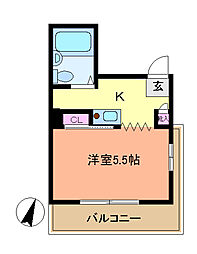 柳沢ハイツ 1Kの間取図画像