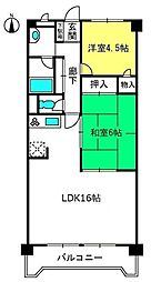 グランパレスダイトー 2LDKの間取図画像