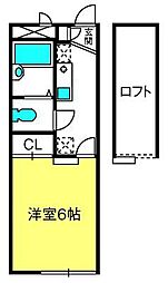レオパレス花梨2番館 1Kの間取図画像