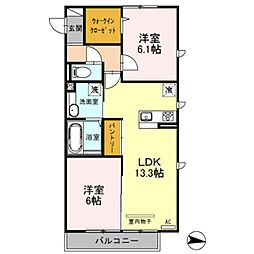元町イグレット2 2LDKの間取図画像