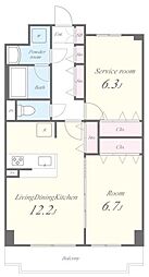 アンシャンテ大宮 2LDKの間取図画像