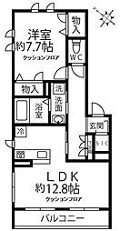 ラディーチェA 1LDKの間取図画像