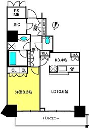 ザ・大宮タワーズ 1LDKの間取図画像