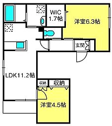 シュテルン 2LDKの間取図画像