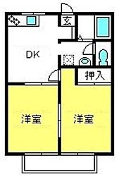 メルベーユ2 2DKの間取図画像