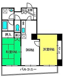 すずらん館大宮 2DKの間取図画像