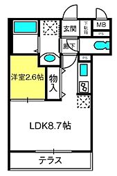 GrandeClasse新都心 1LDKの間取図画像
