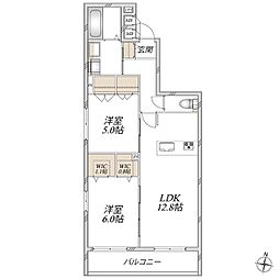 エスポワール大宮 2LDKの間取図画像