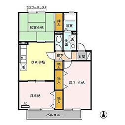 アークヒルズB 3DKの間取図画像