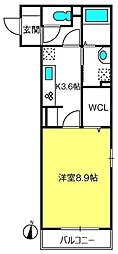 グランディール 1Kの間取図画像