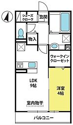ウィステリア 1LDKの間取図画像