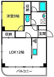 レヴィハイデンス 1LDKの間取図画像