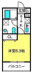 ルナモンド大和田 1Kの間取図画像