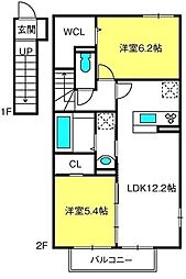 グランデ2 2LDKの間取図画像