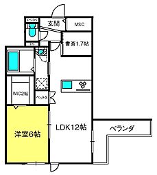 オーベルWEST 1SLDKの間取図画像