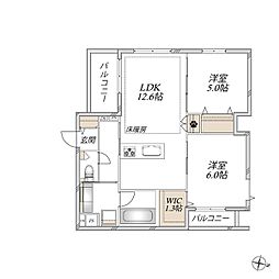 さいたま市浦和区仲町2丁目マンション 2LDKの間取図画像