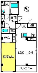 グランメゾン北浦和 1LDKの間取図画像