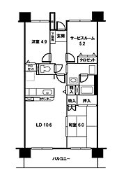 与野本町ハイツ 2SLDKの間取図画像