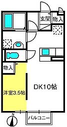 サンモナリエ 1DKの間取図画像