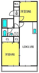 セジュールソフィア3 2LDKの間取図画像