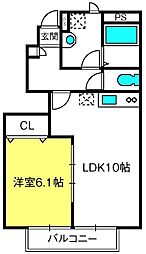 アムールセンタービレッジ1 1LDKの間取図画像