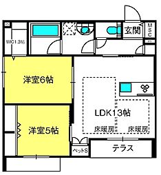 イル・ラシーヌIV 2LDKの間取図画像