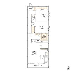 さいたま市浦和区常盤9丁目マンション 2LDKの間取図画像