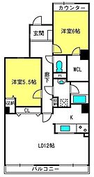 セレーノ大宮E棟 2LDKの間取図画像