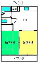 第8ハクサンハイツ2 2DKの間取図画像