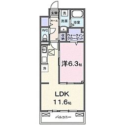 さいたま市桜区道場2丁目アパート 1LDKの間取図画像