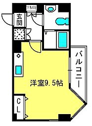 スクエアタワー ワンルームの間取図画像