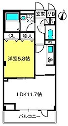 エクセレントヒルズ 1LDKの間取図画像