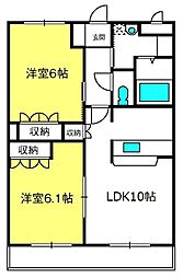 グランディールA 2LDKの間取図画像