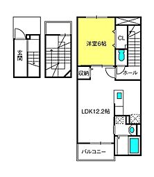 アンジュール 1LDKの間取図画像