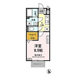 ドミールM日進 1Kの間取図画像