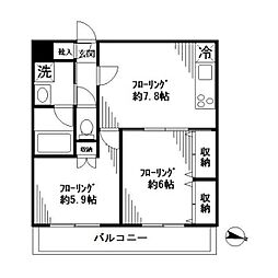 ゼクシア大宮上落合 2DKの間取図画像