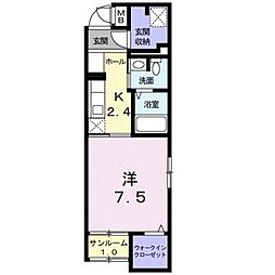 メルヴェーユ大成 1Kの間取図画像