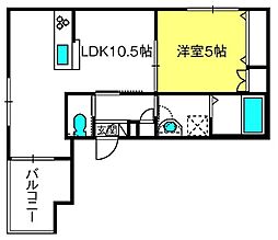 Villa 桜樹 West 1LDKの間取図画像