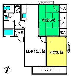 ハーモニーヒルズ 2LDKの間取図画像